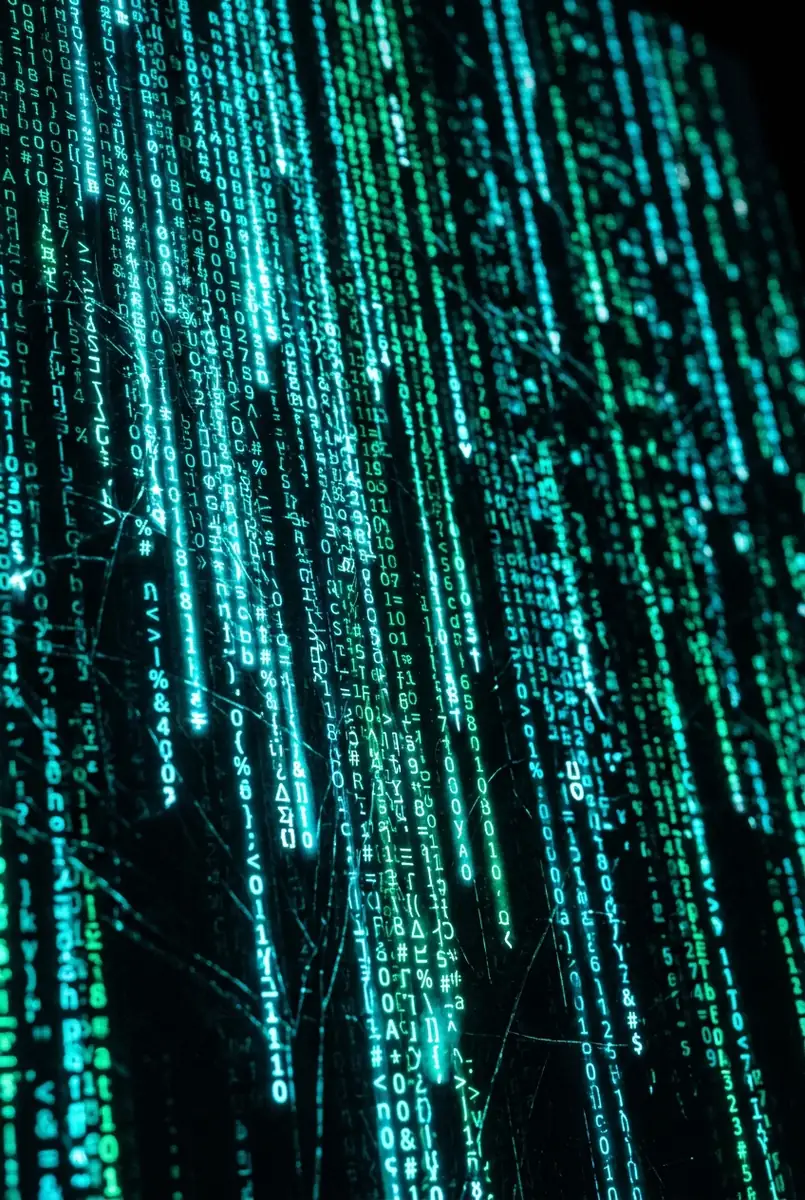 Glowing cyan data streams