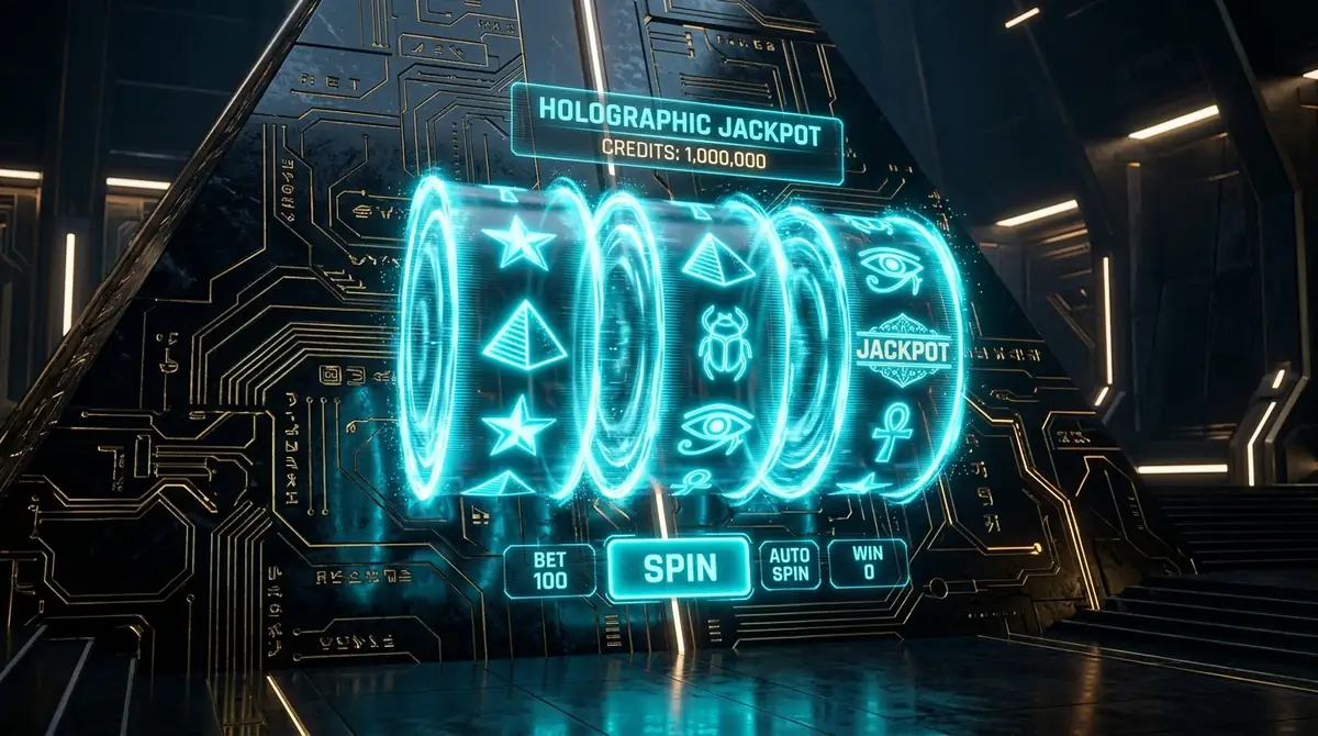 Cyber-Scarab Spins holographic reels