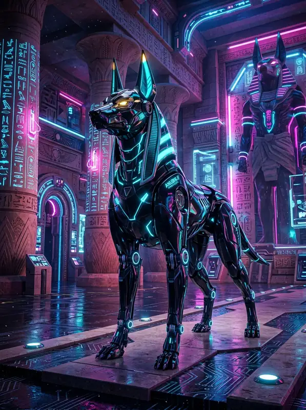 Anu-Bot the mechanical jackal mascot